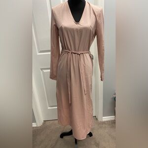 Elegant Pink Belted Dress